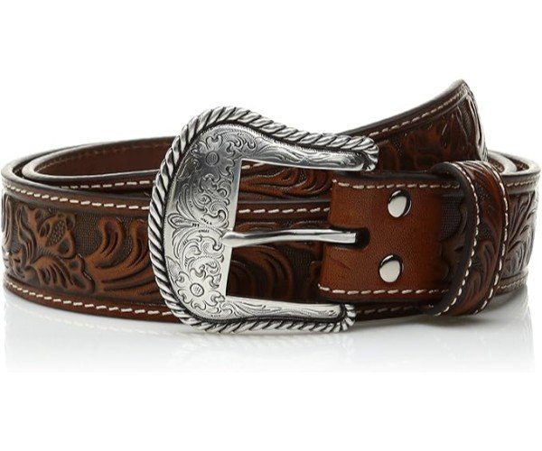 Floral-Embossed Western Belt